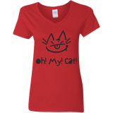 Oh! My! Cat! Women's V-Neck 100% Cotton T-Shirt