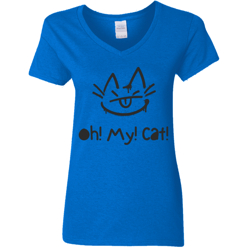 Oh! My! Cat! Women's V-Neck 100% Cotton T-Shirt