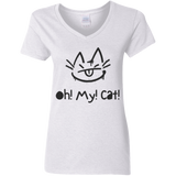 Oh! My! Cat! Women's V-Neck 100% Cotton T-Shirt
